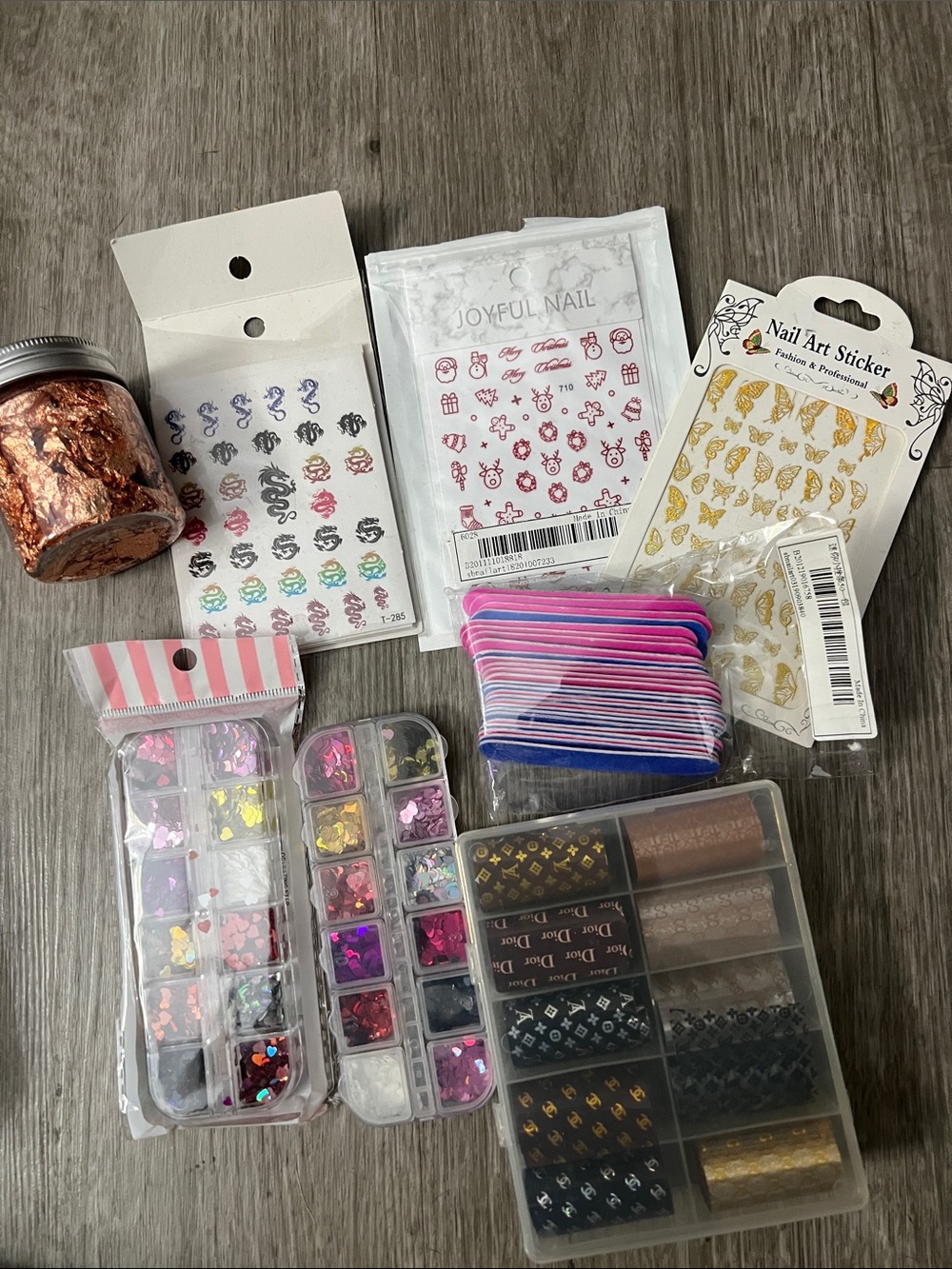 Pink & Gold Nail Art Stickers and Accessories